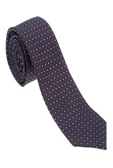 Blue Circles/Brown 100% Silk Tie