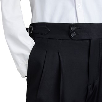 Black Double Pleated High Waistband Pants - GB Slim Fit Pants 