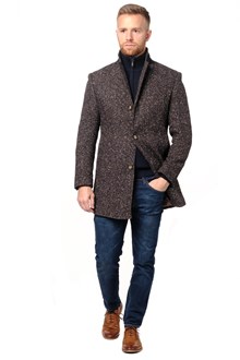 Blue/Brown Herringbone Wool & Silk Overcoat