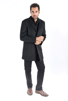 Black Wool & Cashmere Overcoat