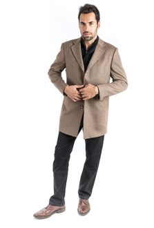 Camel Notch Lapel Overcoat Wool & Cashmere