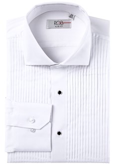 RGB White Slim Fit PleatedTux Shirt
